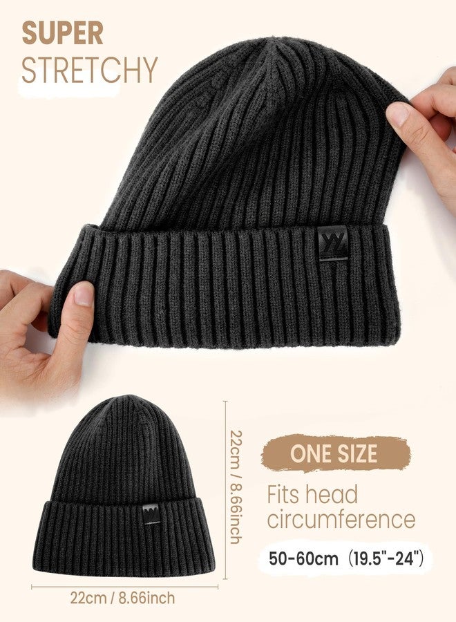 YANIKY Winter Beanie Hat for Men & Women, Fleece Lined Thermal Knit Hat Ski Beanie Skull Cap Cuffed Cap for Cold Weather Black - Image 4